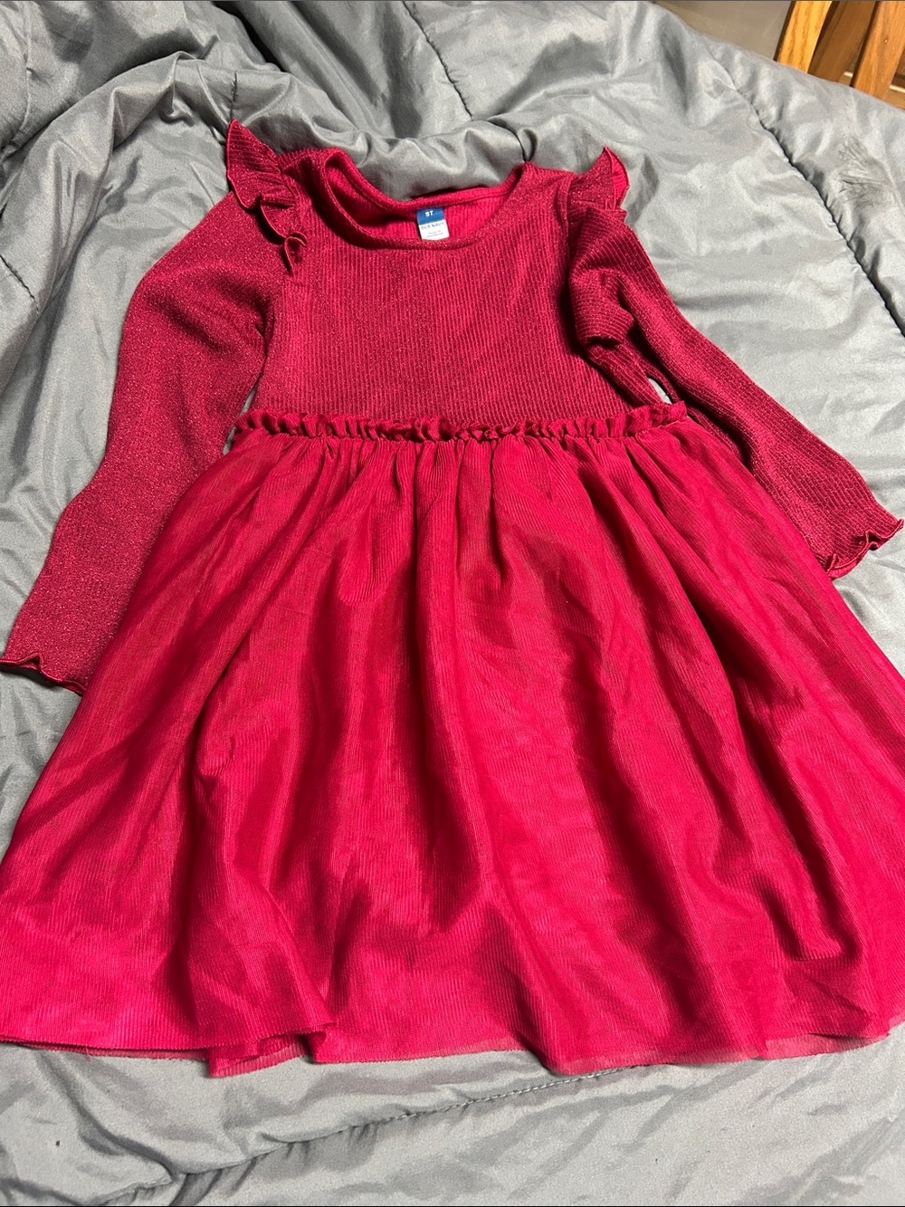 Old Navy Girls Wine Red Knit & Tulle Party Dress